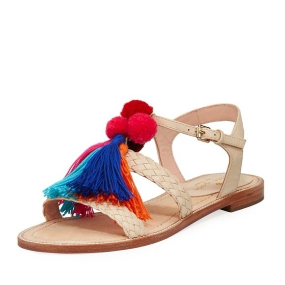 kate spade Shoes - Kate Spade York Sunset Flat Sandal Strappy PomPoms